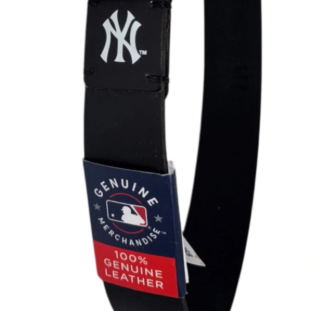New York Yankees Leather Black Belt Men’s Waist 30-32 MLB Genuine Merchandise